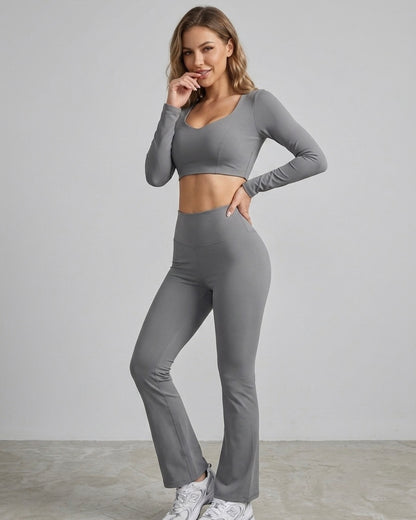 Set 2 Piezas Athleisure: Calza Flare y Peto Manga Larga Pro - ZL015