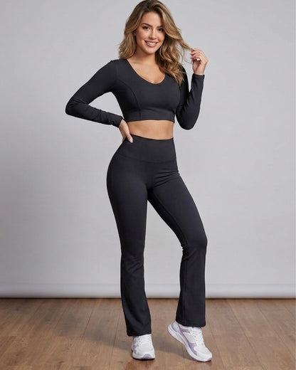 Set 2 Piezas Athleisure: Calza Flare y Peto Manga Larga Pro - ZL015
