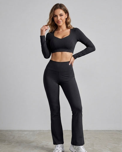 Set 2 Piezas Athleisure: Calza Flare y Peto Manga Larga Pro - ZL015