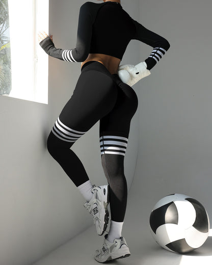 CONJUNTO 2 PIEZAS POLERA MANGA + CALZA LARGA PUSH UP - YJ236