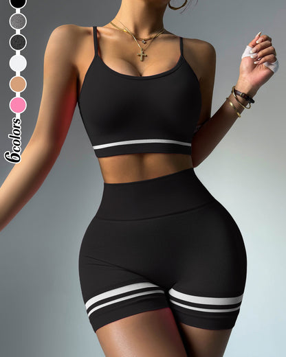 Conjunto Deportivo  Peto y Short con Push Up y Corte V - YJ268