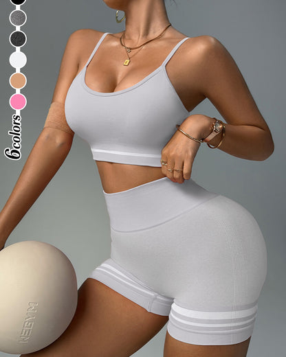 Conjunto Deportivo  Peto y Short con Push Up y Corte V - YJ268