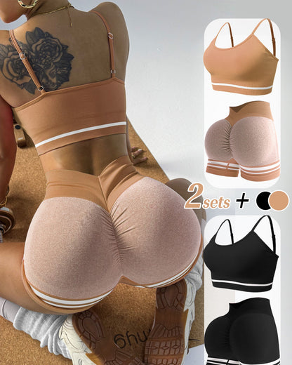 Conjunto Deportivo  Peto y Short con Push Up y Corte V - YJ268