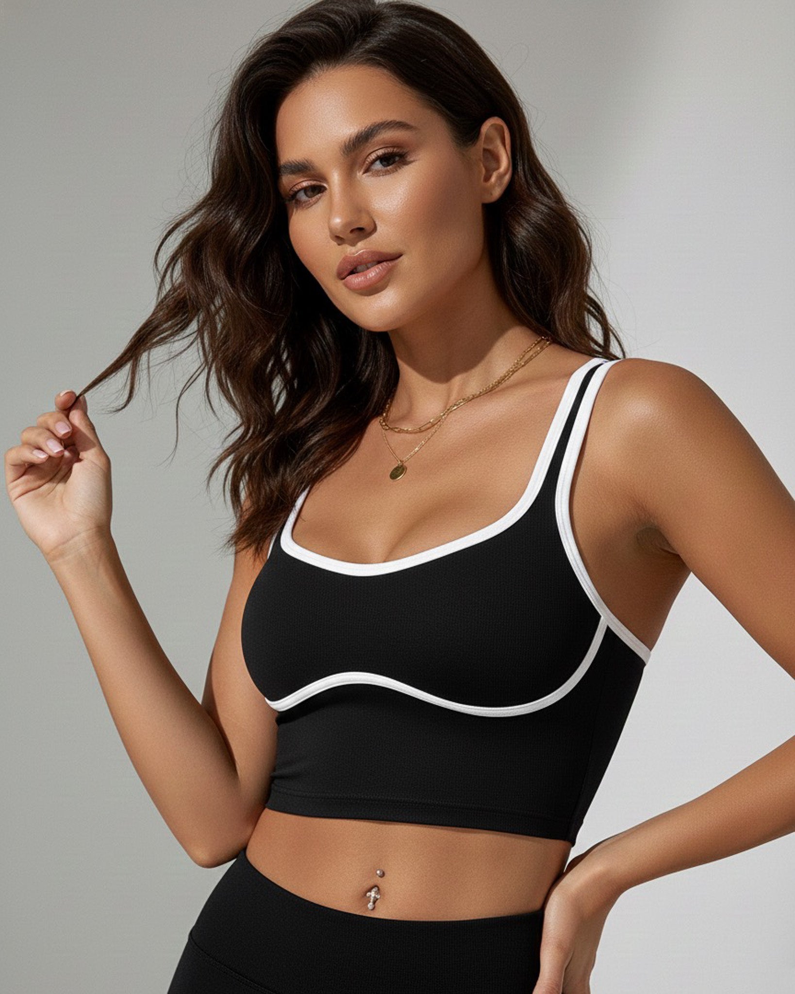 Sujetador Deportivo Mujer Con Lineas Blancas - YJ269