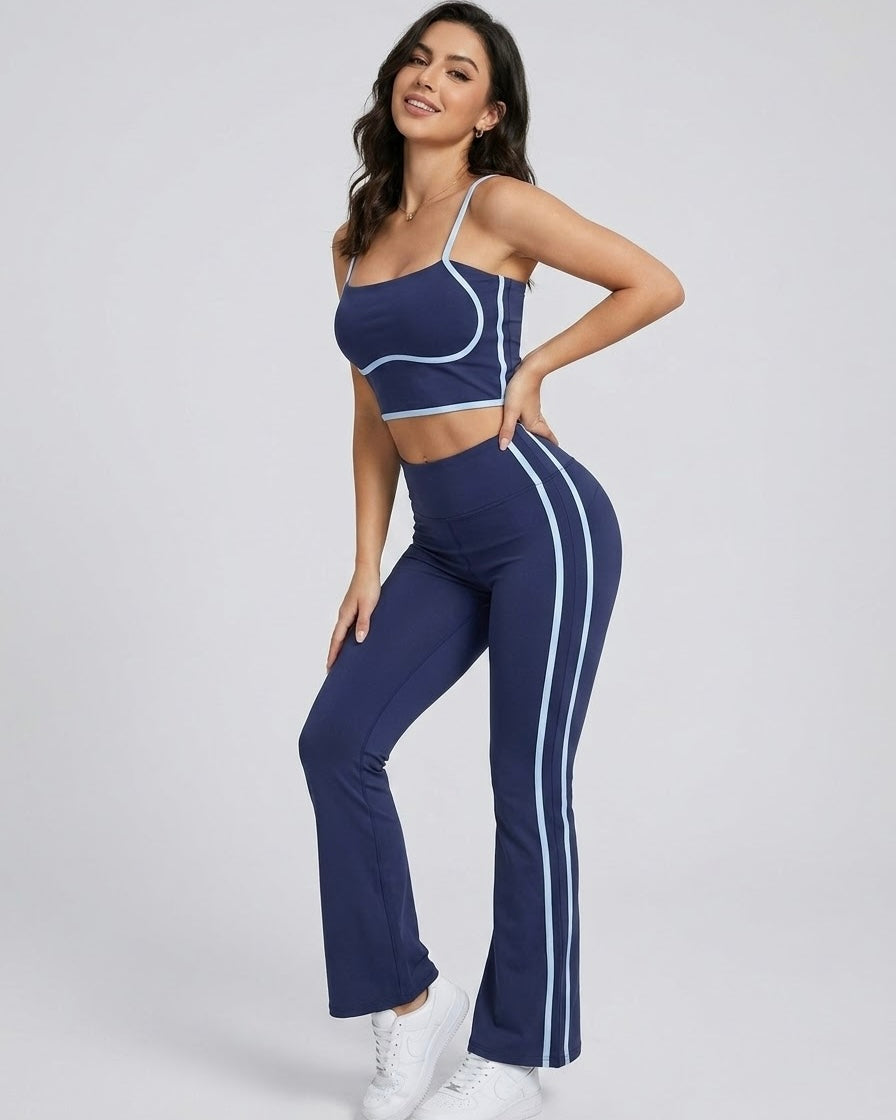 Conjunto Deportivo Mujer Top y Calza Flare Calidad Premium - YJ252