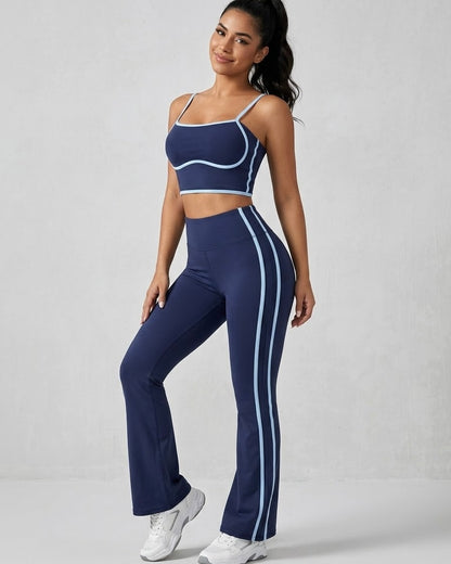 Conjunto Deportivo Mujer Top y Calza Flare Calidad Premium - YJ252