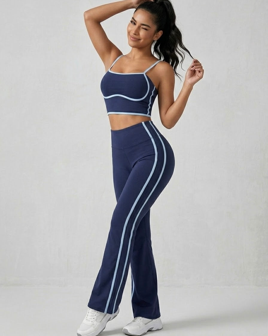 Conjunto Deportivo Mujer Top y Calza Flare Calidad Premium - YJ252