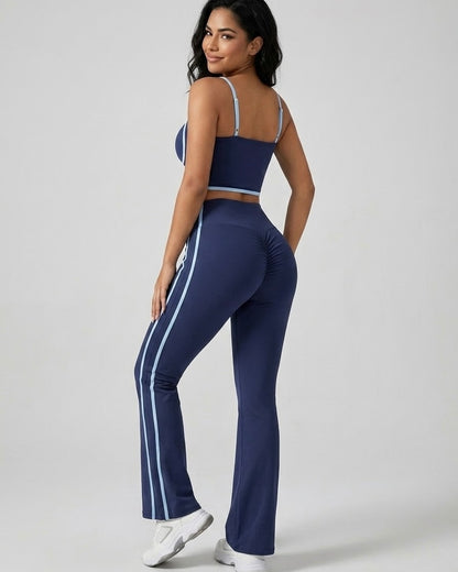 Conjunto Deportivo Mujer Top y Calza Flare Calidad Premium - YJ252