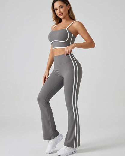 Conjunto Deportivo Mujer Top y Calza Flare Calidad Premium - YJ252