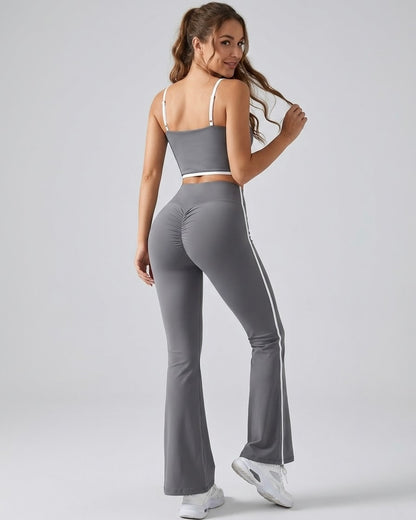 Conjunto Deportivo Mujer Top y Calza Flare Calidad Premium - YJ252