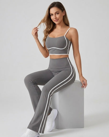 Conjunto Deportivo Mujer Top y Calza Flare Calidad Premium - YJ252