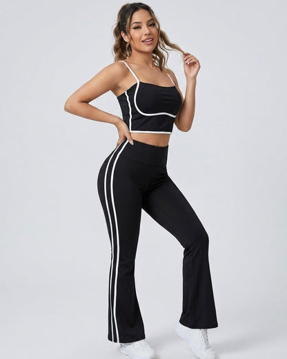 Conjunto Deportivo Mujer Top y Calza Flare Calidad Premium - YJ252