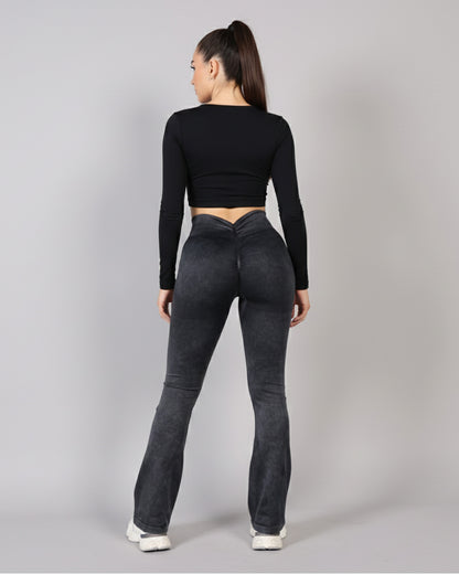 Calza Flare Mujer con Corte en V y  Push Up Moldeadora - YJ290