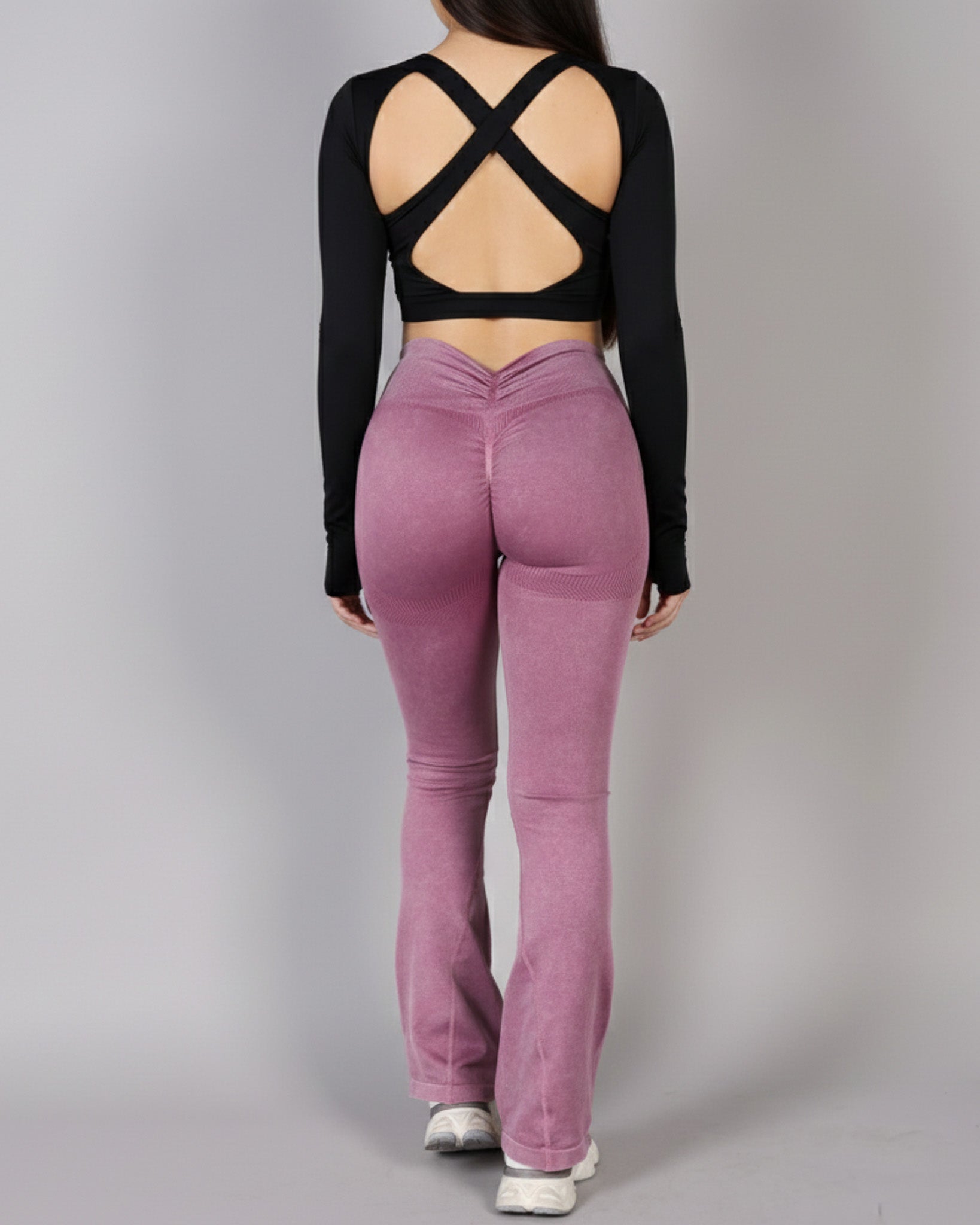 Calza Flare Mujer con Corte en V y  Push Up Moldeadora - YJ290