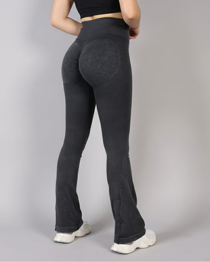 Calza Flare Rib Color Uniforme con Push Up - YJ291