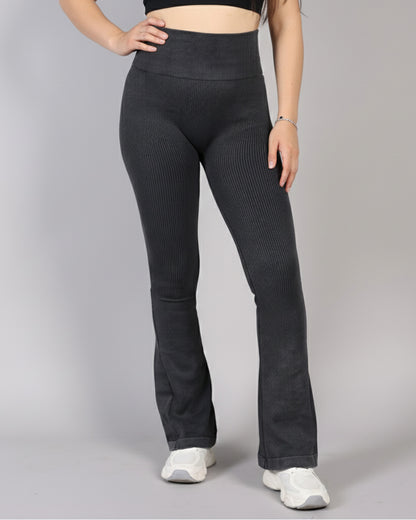 Calza Flare Rib Color Uniforme con Push Up - YJ291