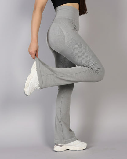 Calza Flare Rib Color Uniforme con Push Up - YJ291