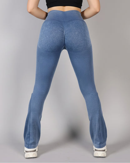 Calza Flare Rib Color Uniforme con Push Up - YJ291