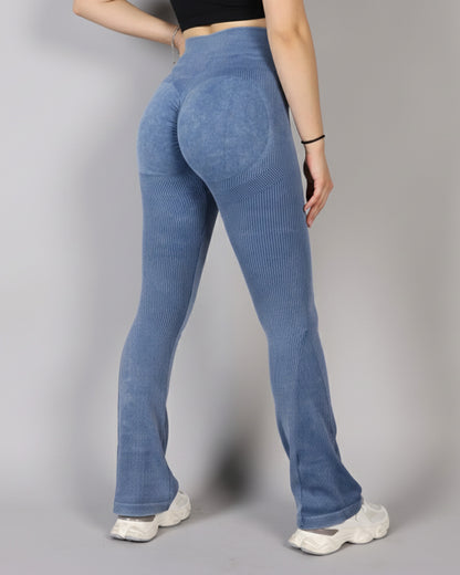 Calza Flare Rib Color Uniforme con Push Up - YJ291