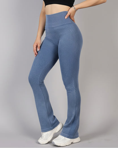 Calza Flare Rib Color Uniforme con Push Up - YJ291