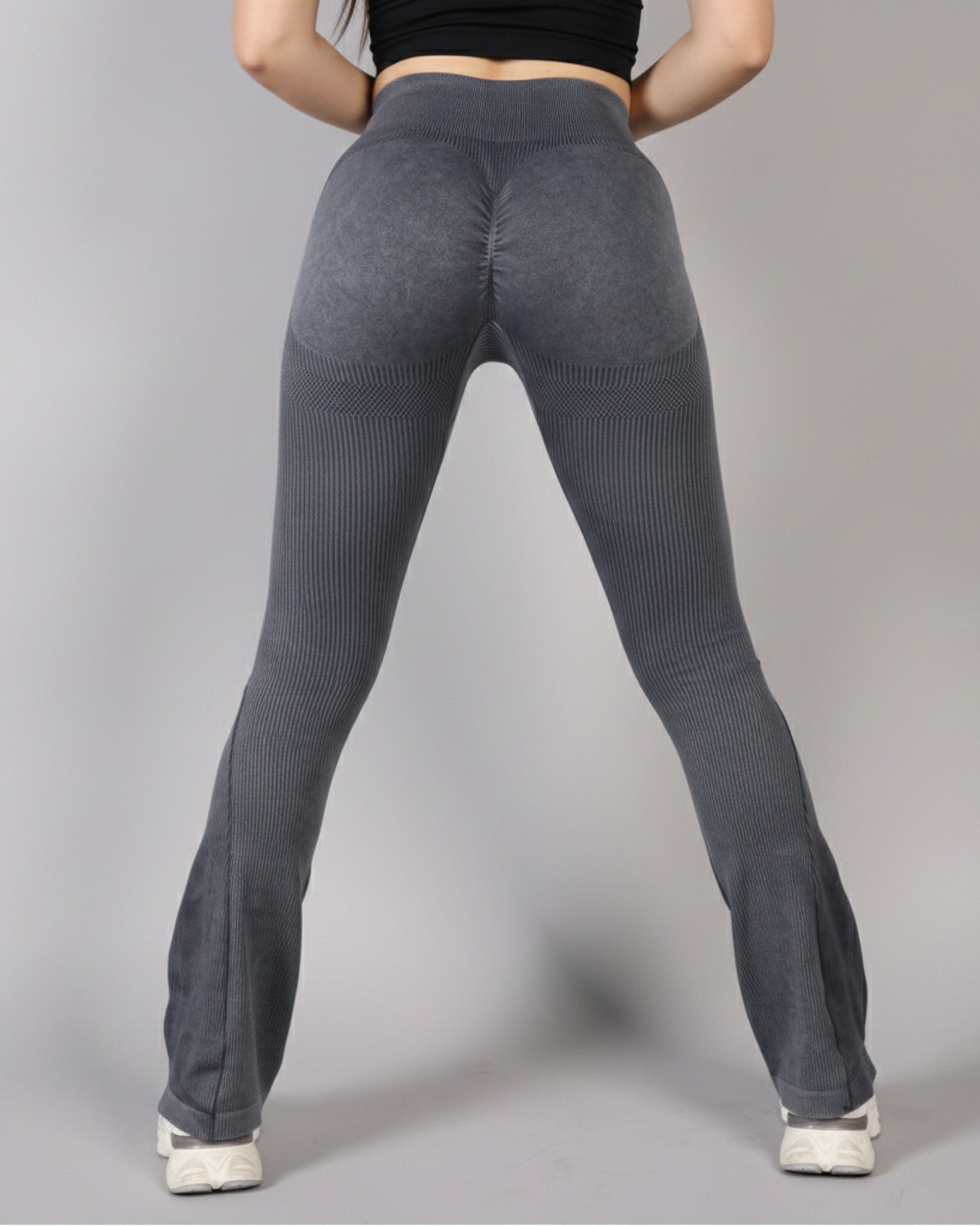 Calza Flare Rib Color Uniforme con Push Up - YJ291