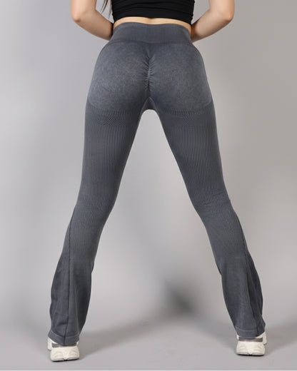 Calza Flare Rib Color Uniforme con Push Up - YJ291