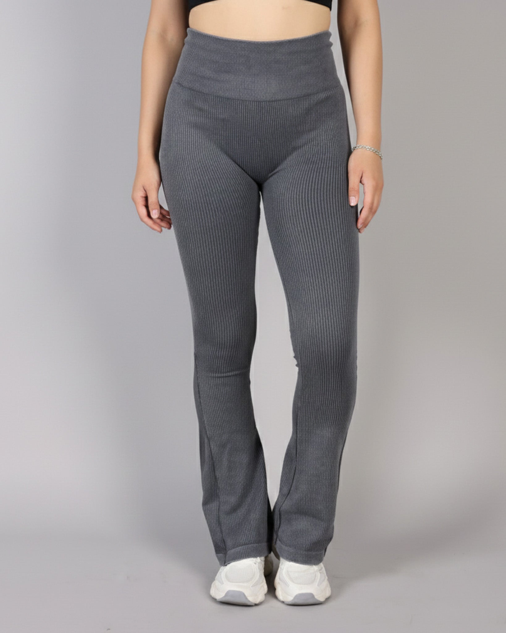 Calza Flare Rib Color Uniforme con Push Up - YJ291