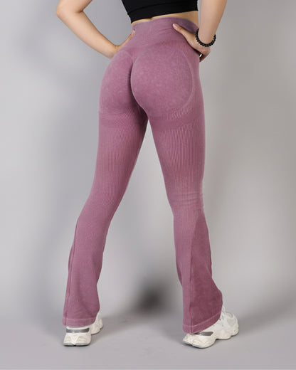 Calza Flare Rib Color Uniforme con Push Up - YJ291