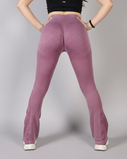 Calza Flare Rib Color Uniforme con Push Up - YJ291