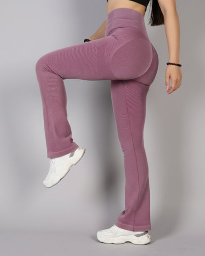 Calza Flare Rib Color Uniforme con Push Up - YJ291