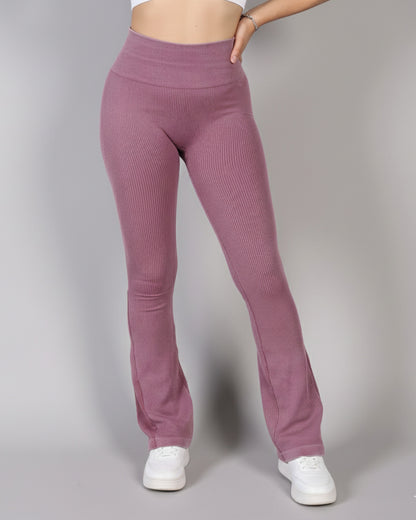 Calza Flare Rib Color Uniforme con Push Up - YJ291