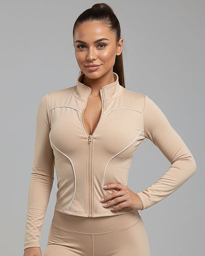 Chaqueta Deportiva Mujer Compresion Viral con Lineas Blancas - JC059017