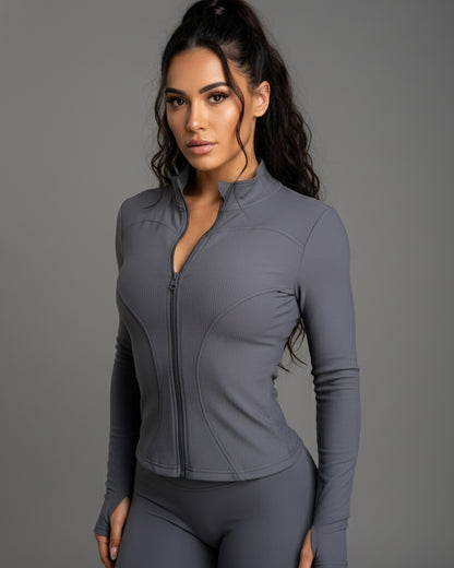 Chaqueta Deportiva Mujer Ajustada Manga Larga Fitness - JC527030