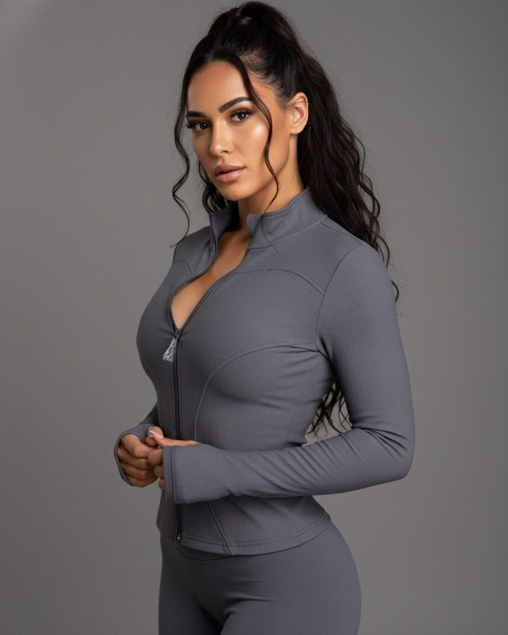 Chaqueta Deportiva Mujer Ajustada Manga Larga Fitness - JC527030