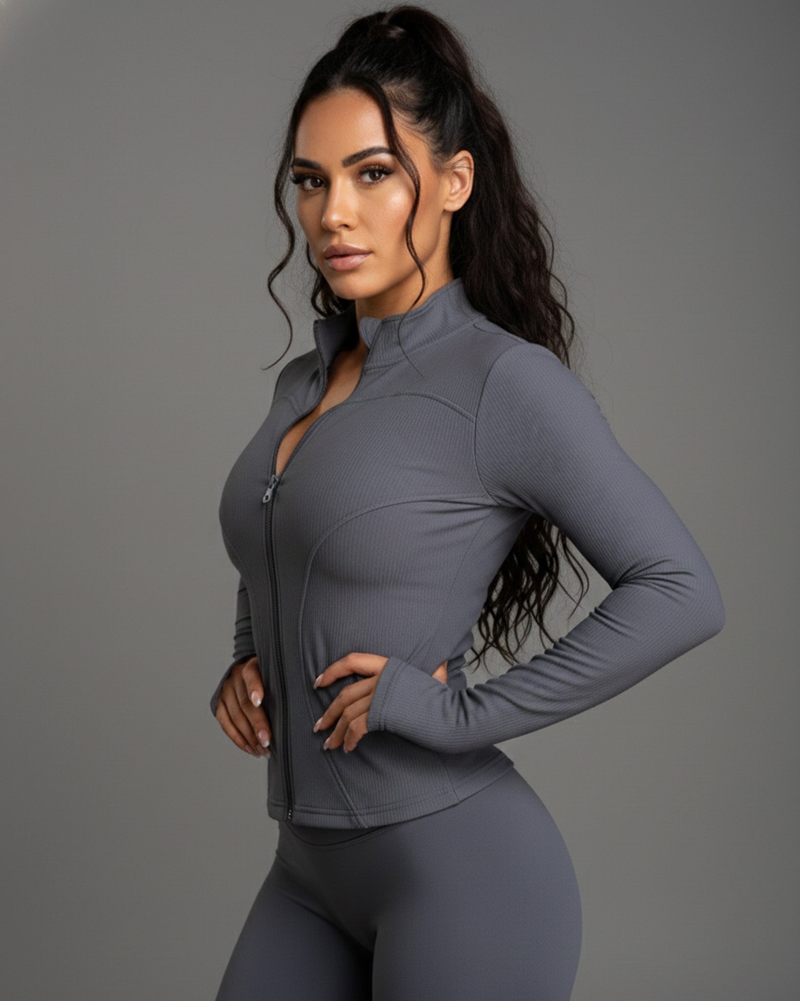 Chaqueta Deportiva Mujer Ajustada Manga Larga Fitness - JC527030