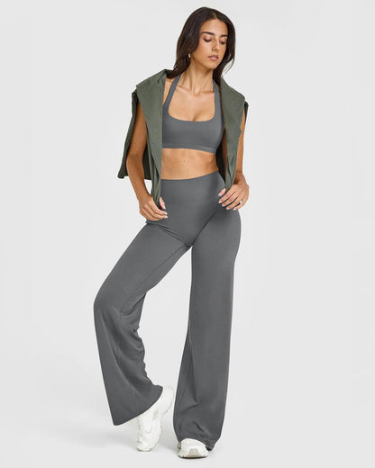 Pantalon Palazzo de Tiro Alto Elasticado For Mujer