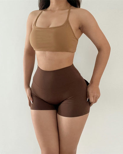 Short Deportivo de Pretina Alta con Bolsillos Traseros - 2334