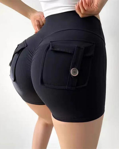 Short Deportivo de Pretina Alta con Bolsillos Traseros - 2334