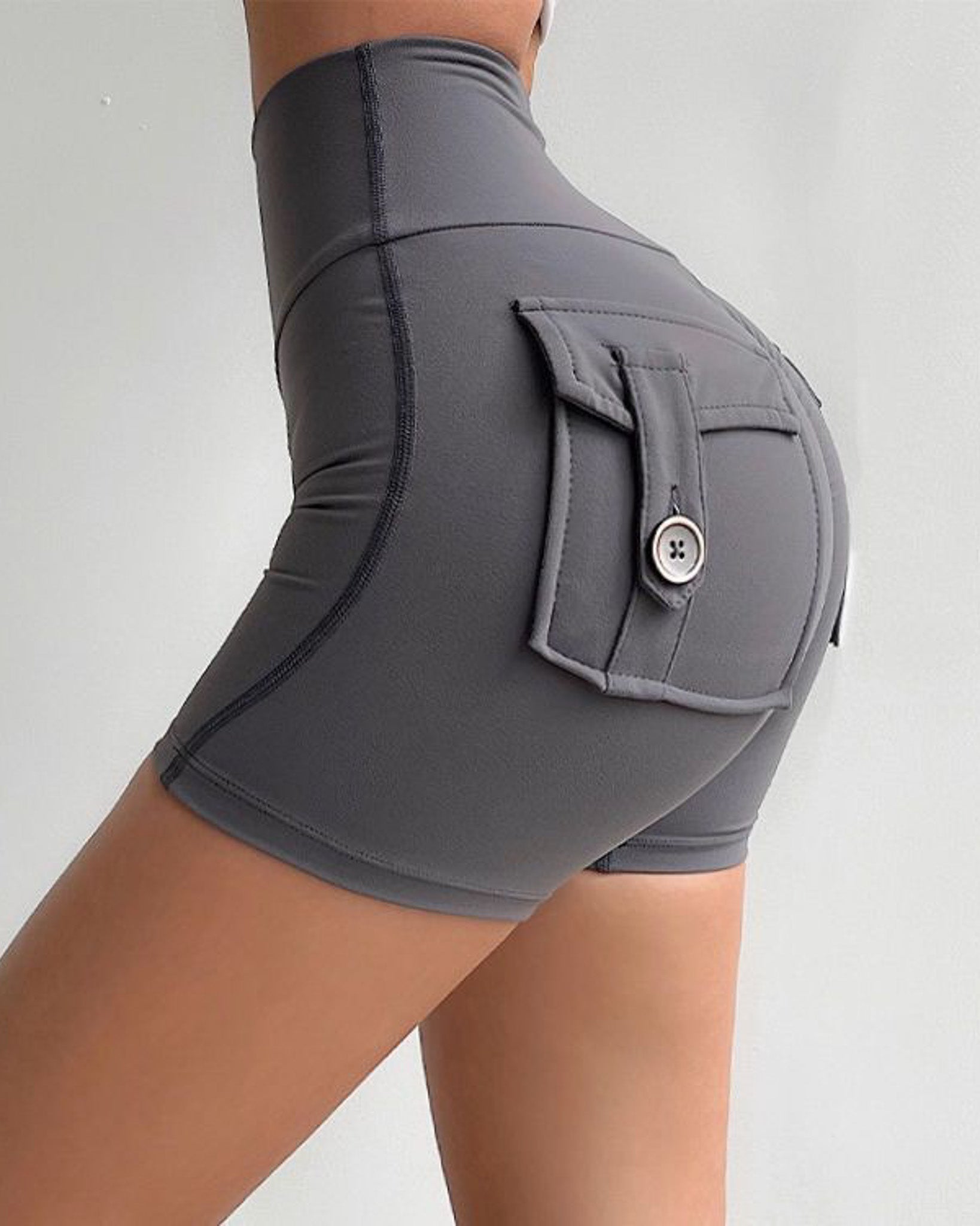 Short Deportivo de Pretina Alta con Bolsillos Traseros - 2334