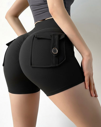 Short Deportivo de Pretina Alta con Bolsillos Traseros - 2334