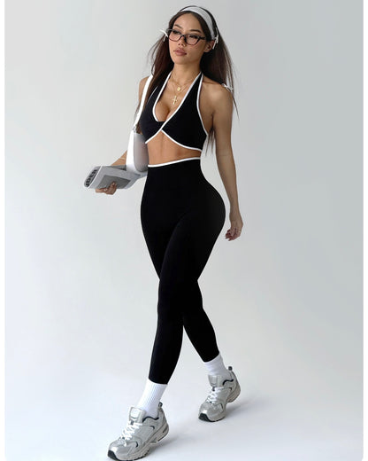 Conjunto Deportivo Mujer 2 piezas con Lineas Blancas Premium - XY410