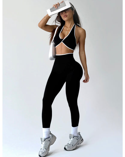 Conjunto Deportivo Mujer 2 piezas con Lineas Blancas Premium - XY410