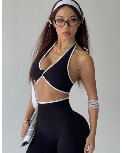 Conjunto Deportivo Mujer 2 piezas con Lineas Blancas Premium - XY410