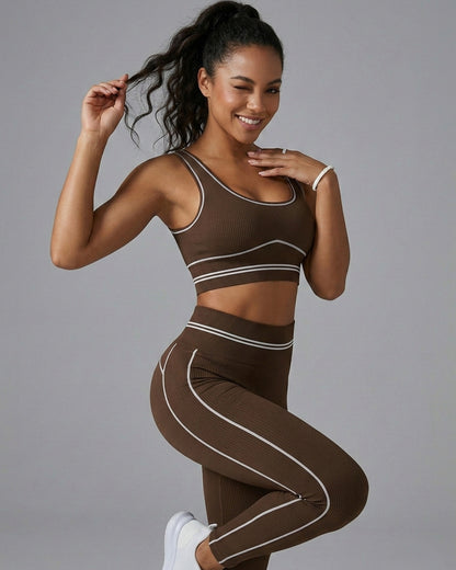 Conjunto Deportivo Seamless Mujer Calza Tiro Alto Y Top Fit - YJ304