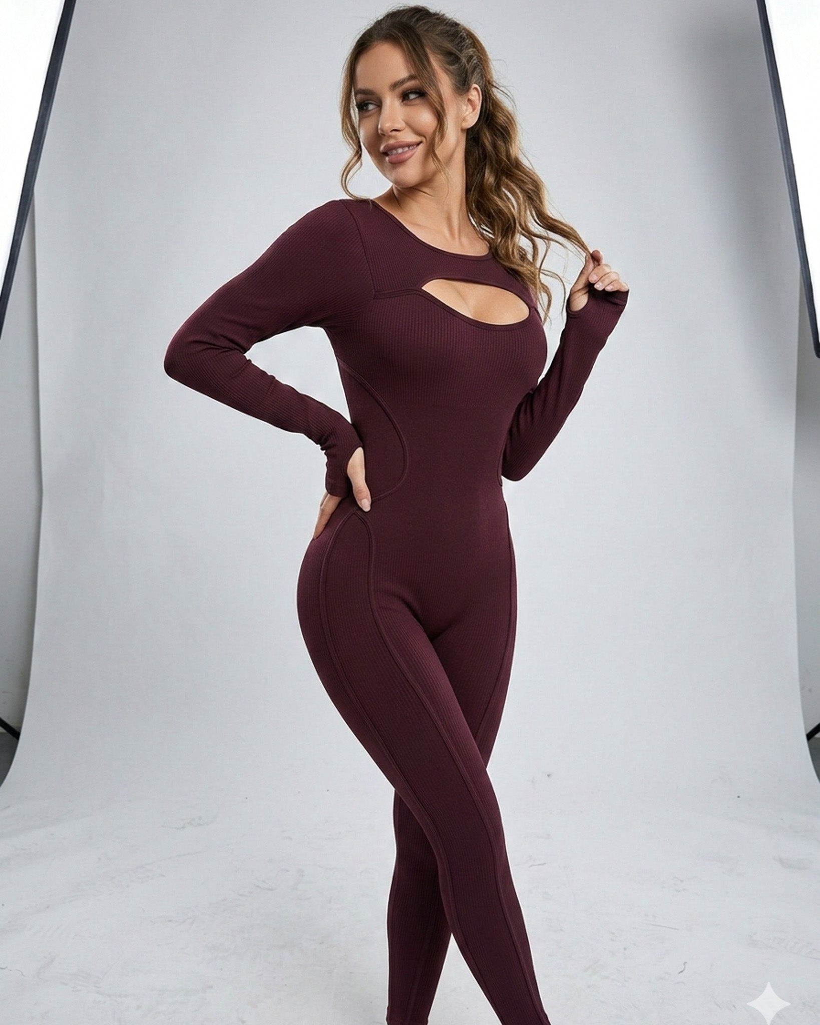 Enterizo Para Dama Rib con Push Up y Escote Posterior - YJ315