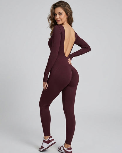 Enterizo Para Dama Rib con Push Up y Escote Posterior - YJ315