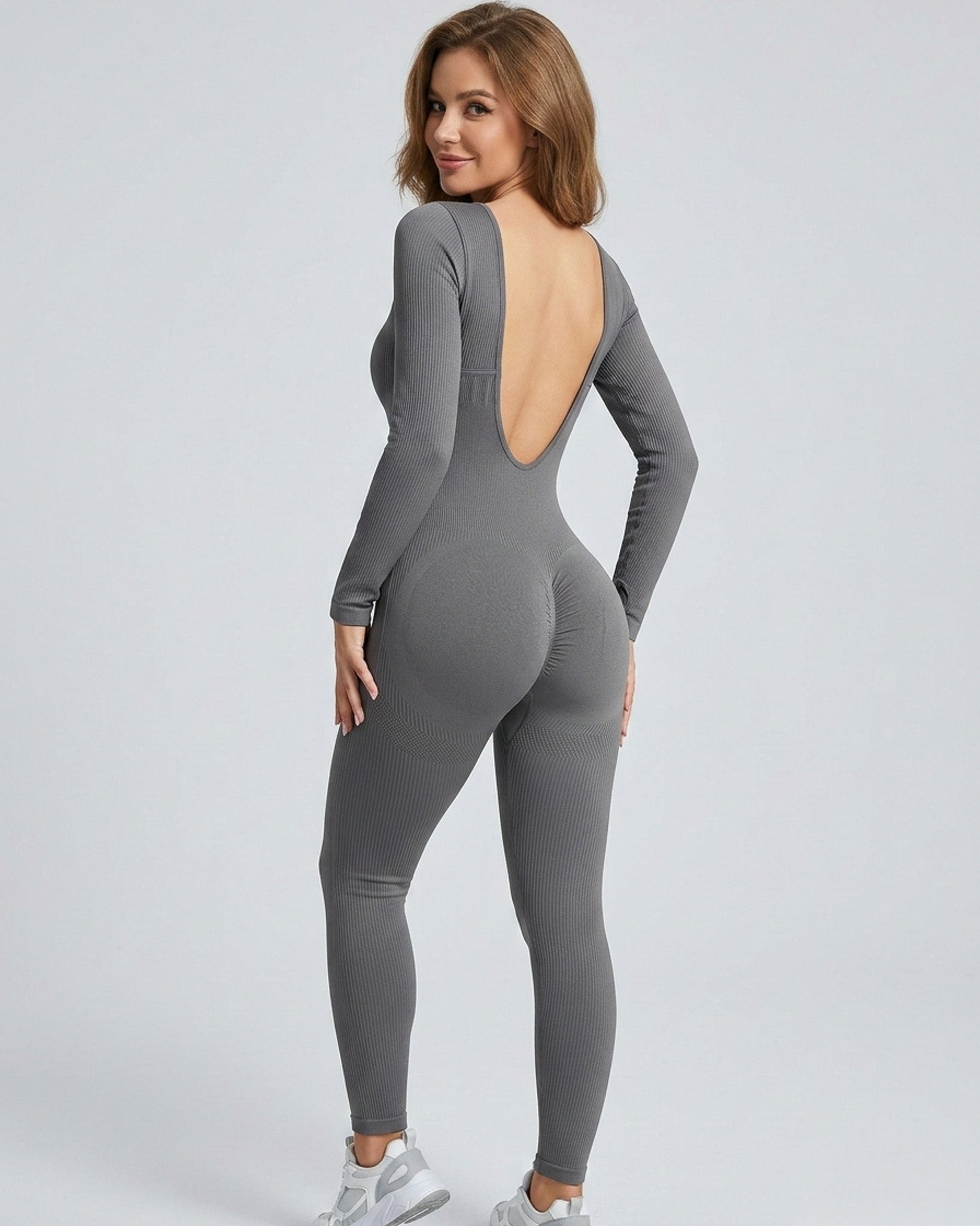 Enterizo Para Dama Rib con Push Up y Escote Posterior - YJ315