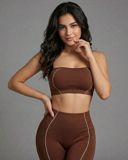 Set Deportivo 3 Piezas Mujer - Chaqueta + Calza + Strapless - YJ302