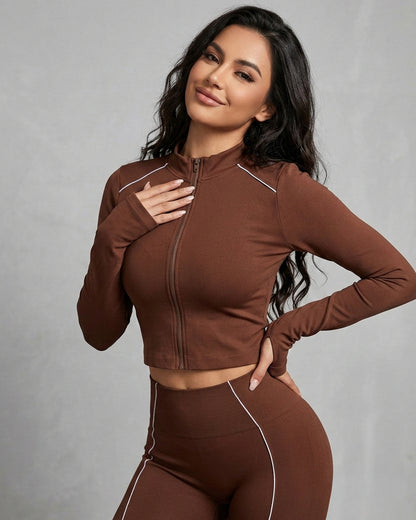 Set Deportivo 3 Piezas Mujer - Chaqueta + Calza + Strapless - YJ302