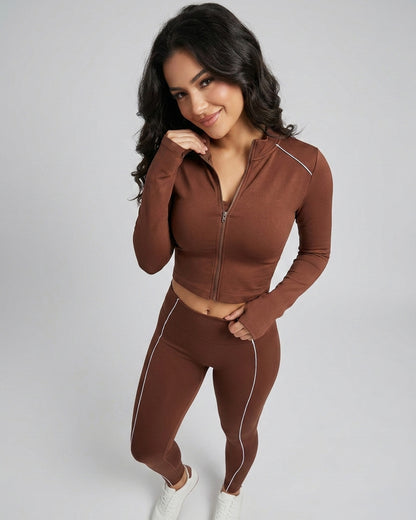 Set Deportivo 3 Piezas Mujer - Chaqueta + Calza + Strapless - YJ302